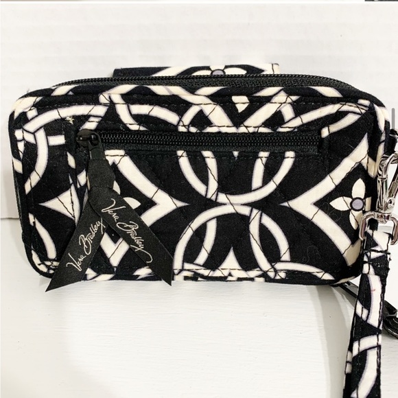 Vera Bradley Concerto Pattern Wristlet Zip Around Wallet Clutch Grab and Go ⬛️⬜️ - Picture 2 of 12